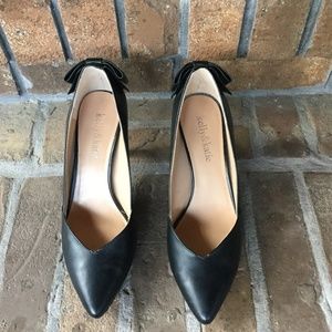 Kelly & Katie Black Suede Bow Back Heels